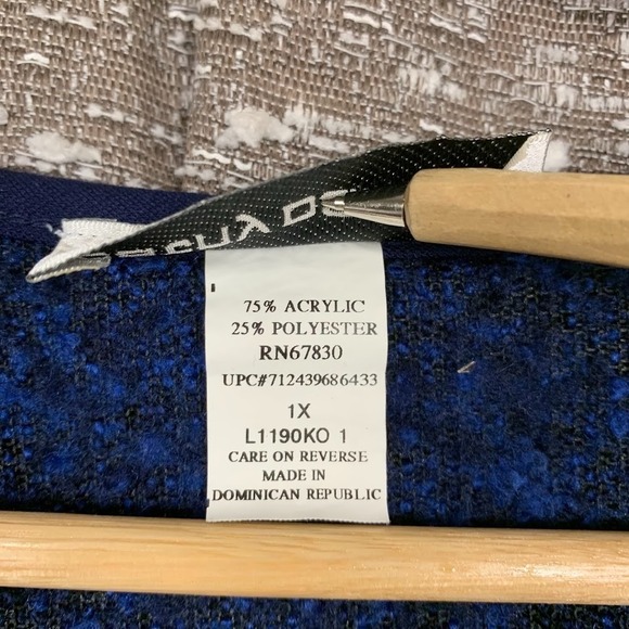 Vintage Cathy Daniels Blue Floral Embroidered Full Zip Sweater Women's 1X - Picture 6 of 9